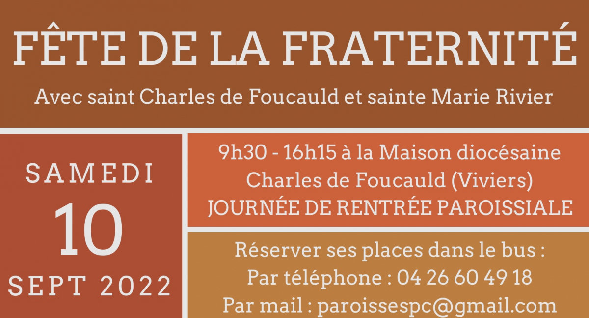 Samedi 10 septembre à Viviers : Fête de la Fraternité - Rentrée paroissiale.