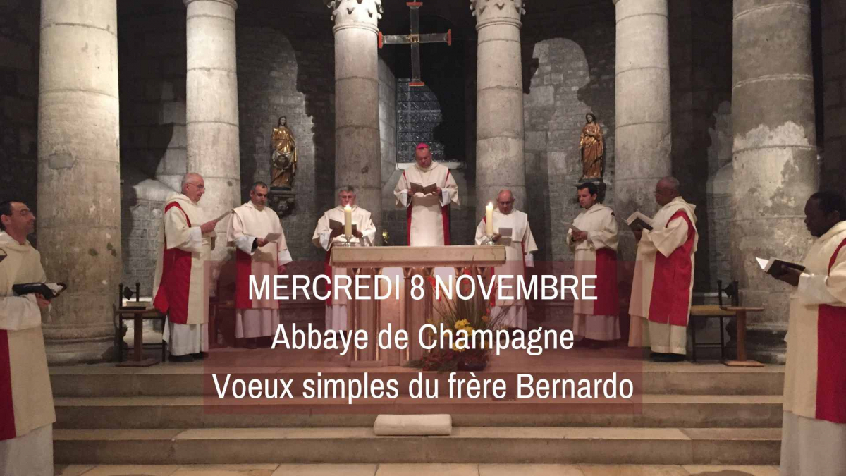 8 novembre à l'Abbaye de Champagne : voeux simples du frère Bernardo.