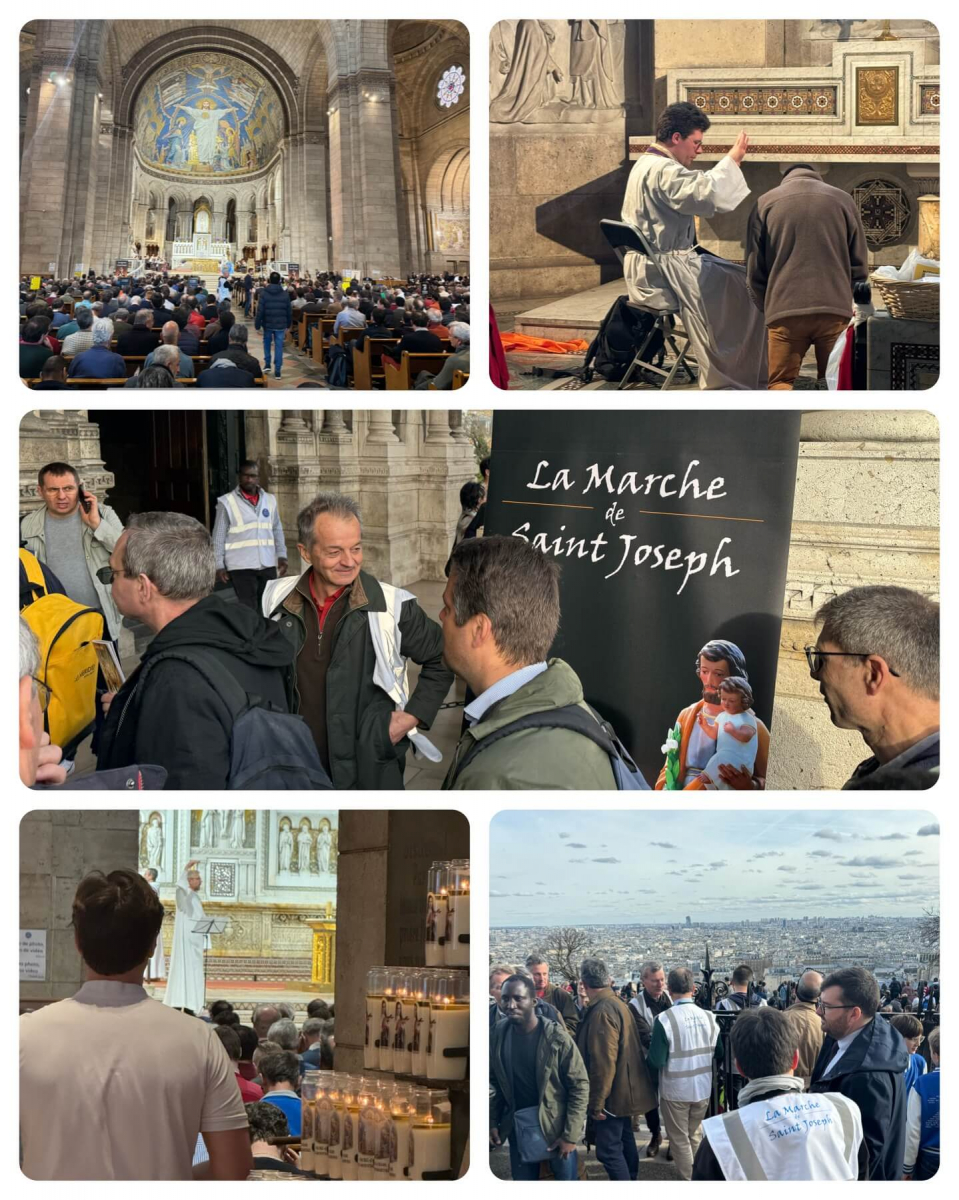Montée de 2000 hommes vers la Basilique du Sacré-Cœur de Montmartre
