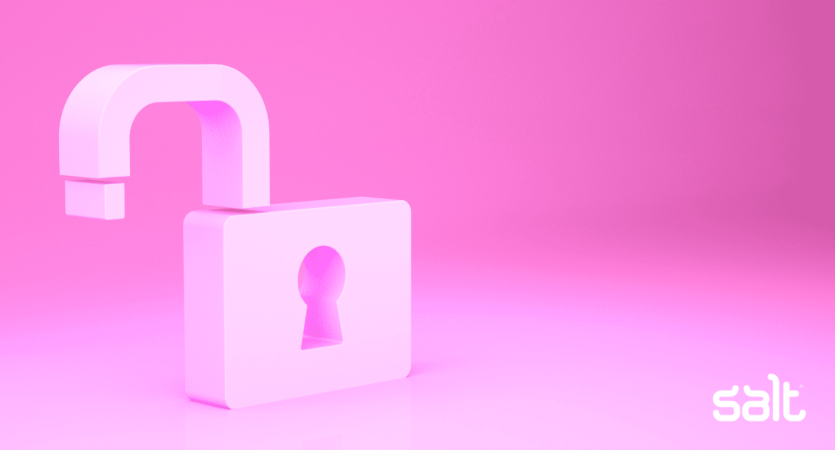 An open padlock on a pink background to showcase digitally accessible virtual interviews