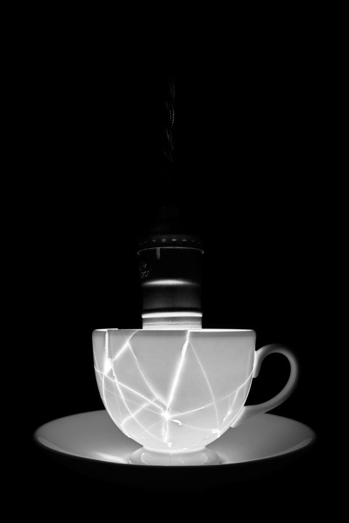 Cup, black and white image