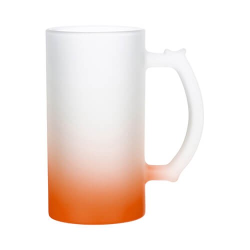 Pivný krígeľ z matného skla 470 ml - oranžový prechod 134