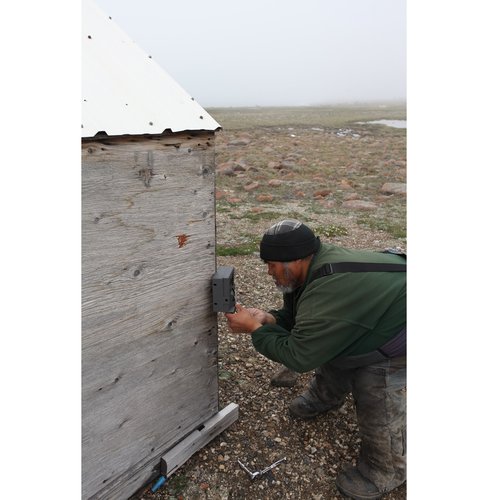 Clark header camera trap installation