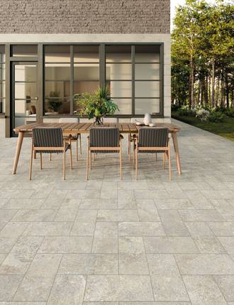 Stone effect tiles for outdoor floors