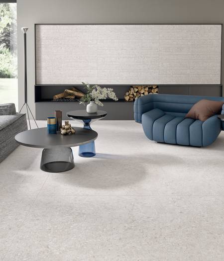 Natural stone-inspired floors and wall tiles