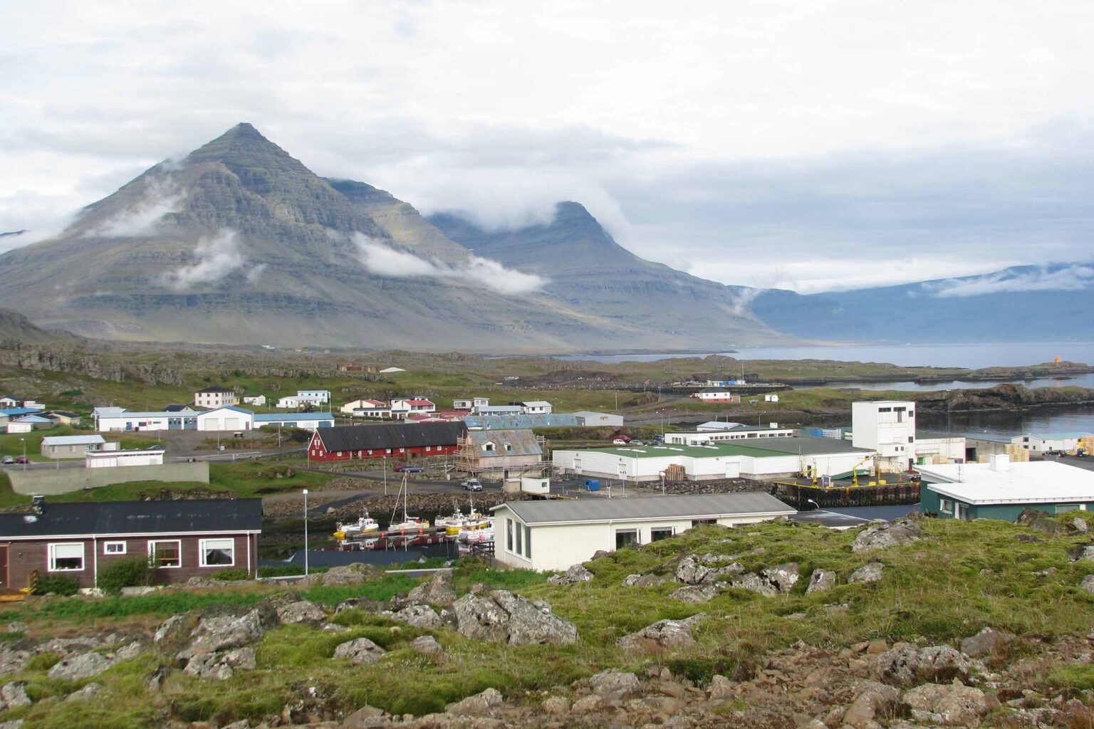 Djúpivogur and nearby East Iceland landscape used as geology context for Audunn's stone collection.