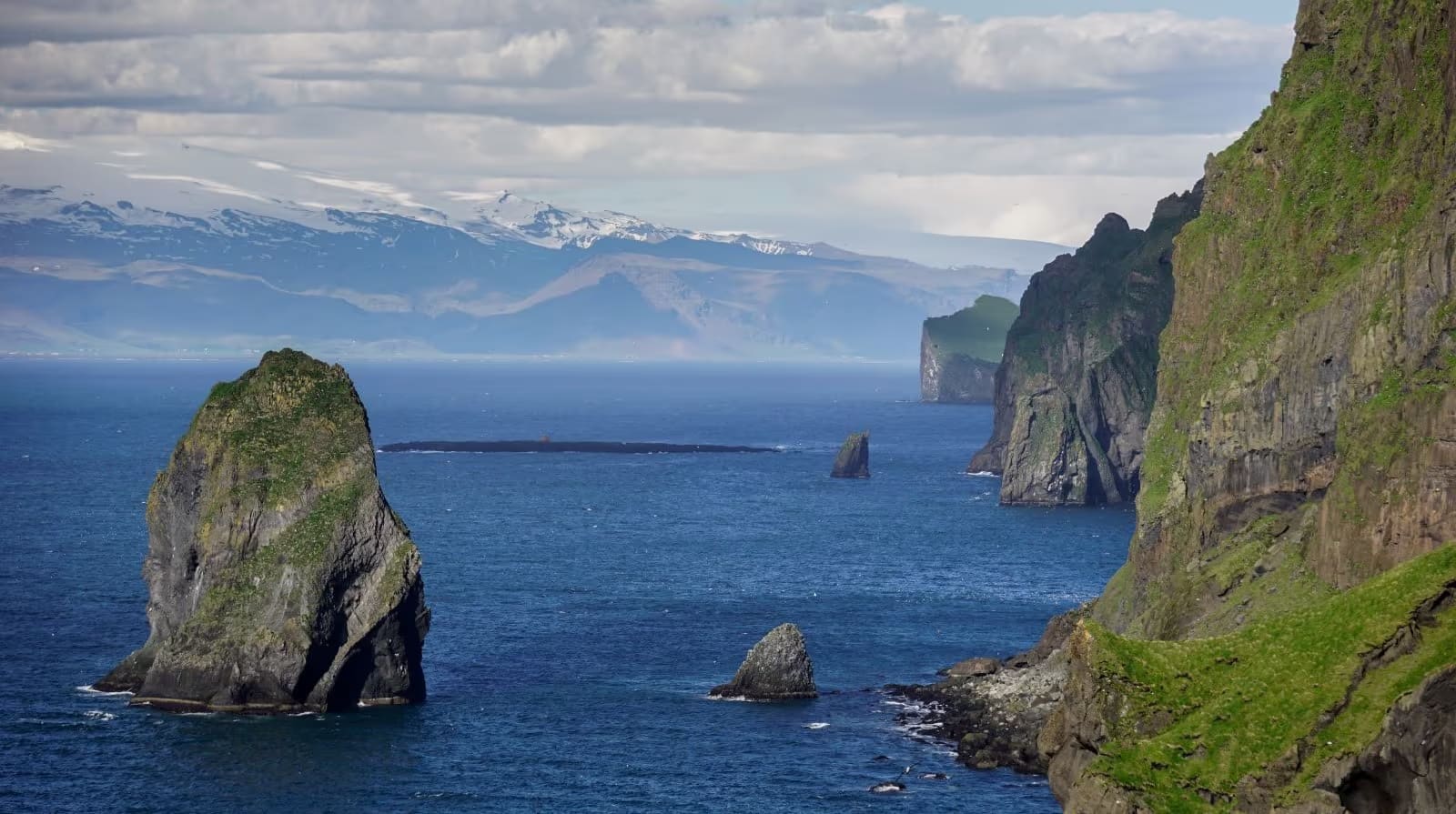 The Westman Islands archipelago off South Iceland, showing the broader island setting around Bjarnarey.
