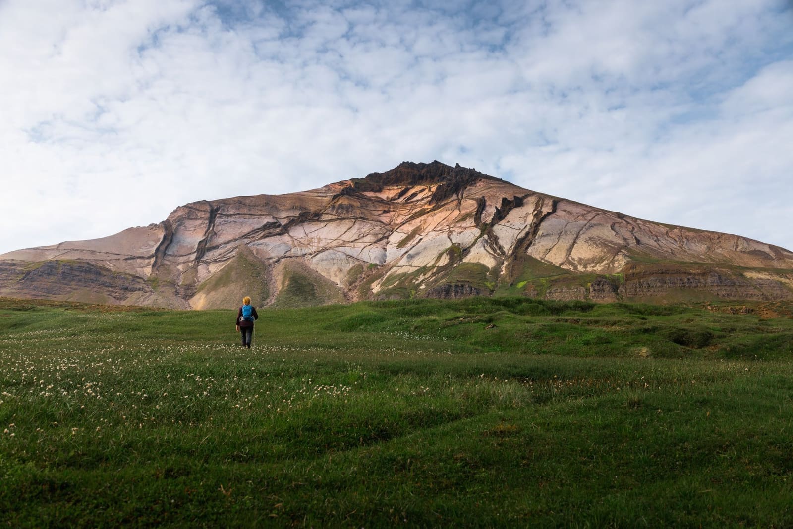 Colorful Dyrfjöll slopes above Borgarfjörður Eystri in East Iceland.
