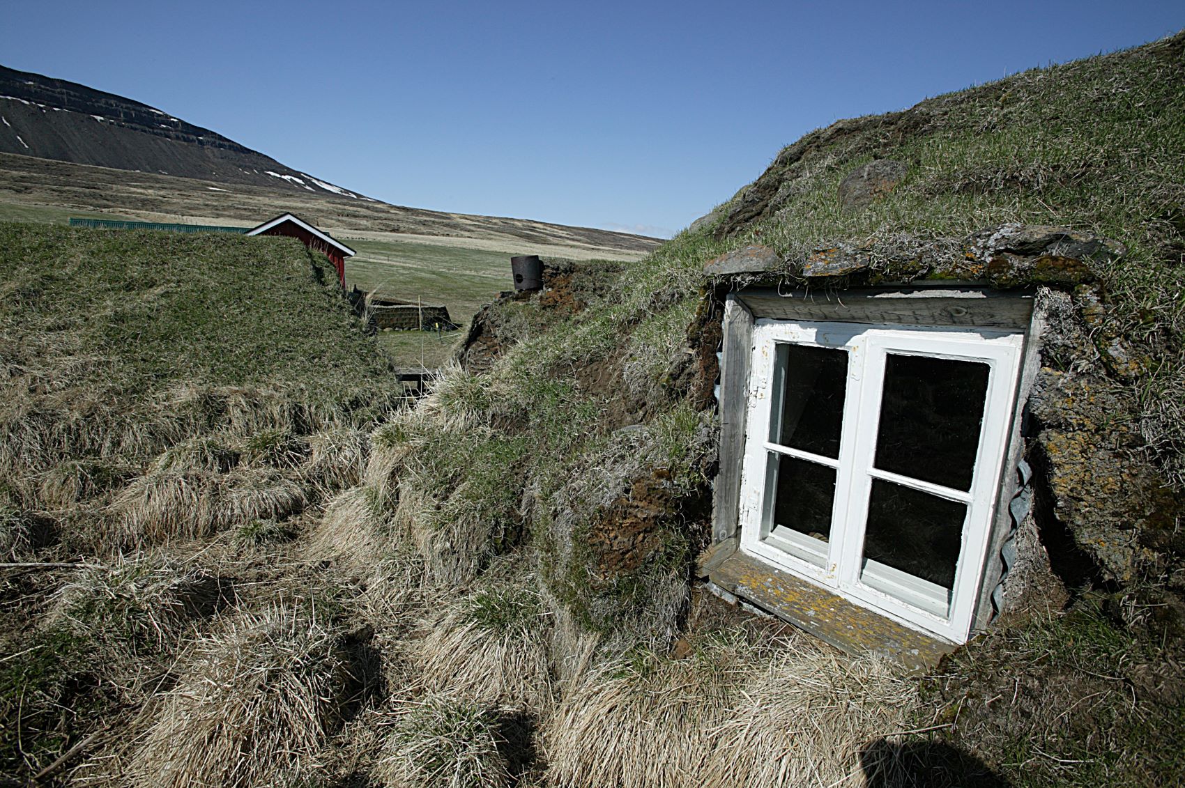 Bustarfell turf farm buildings preserved as part of the National Museum historic-house collection.
