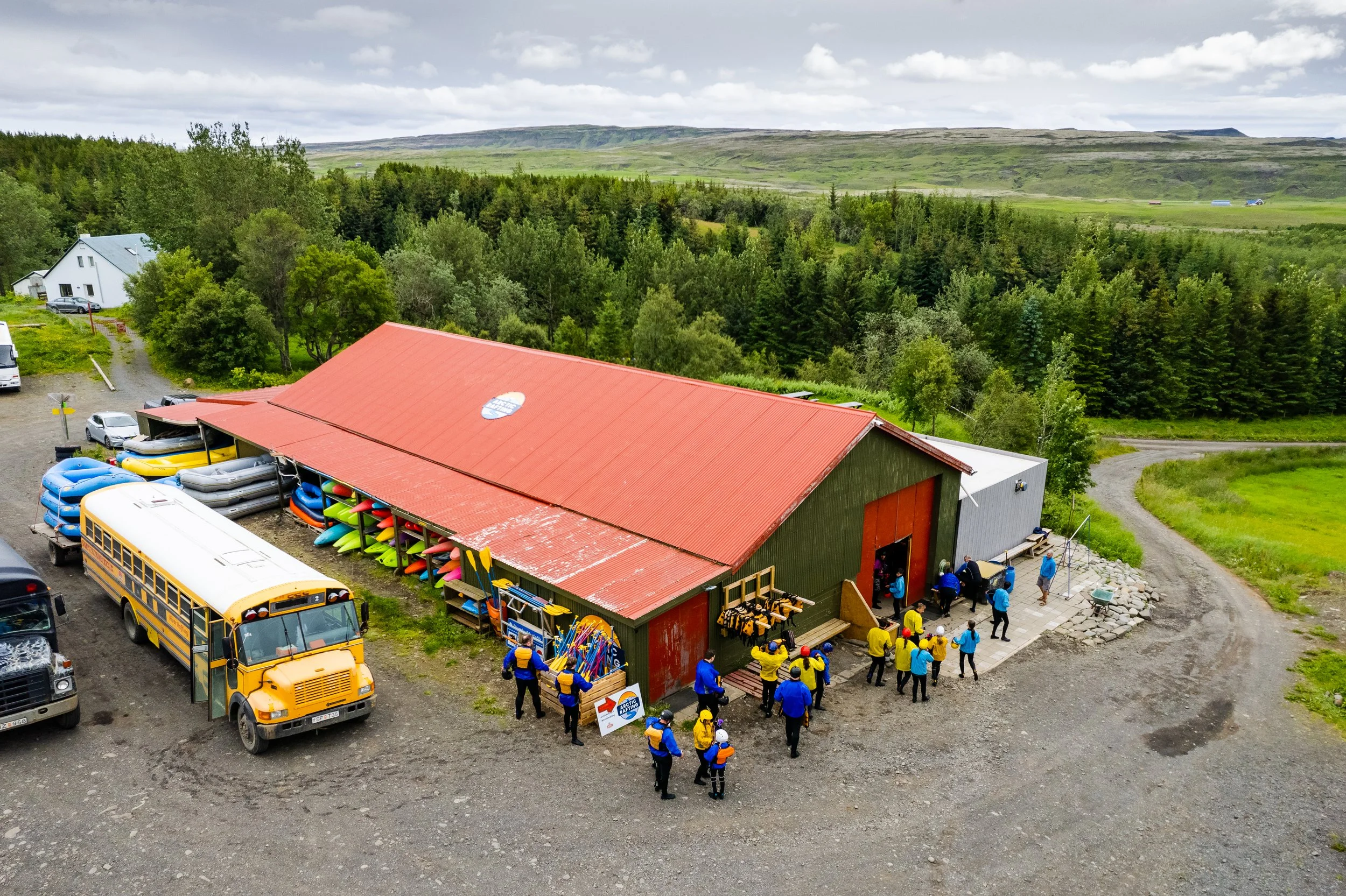 Aerial view of the Hvítá river landscape used for rafting from Drumbó.