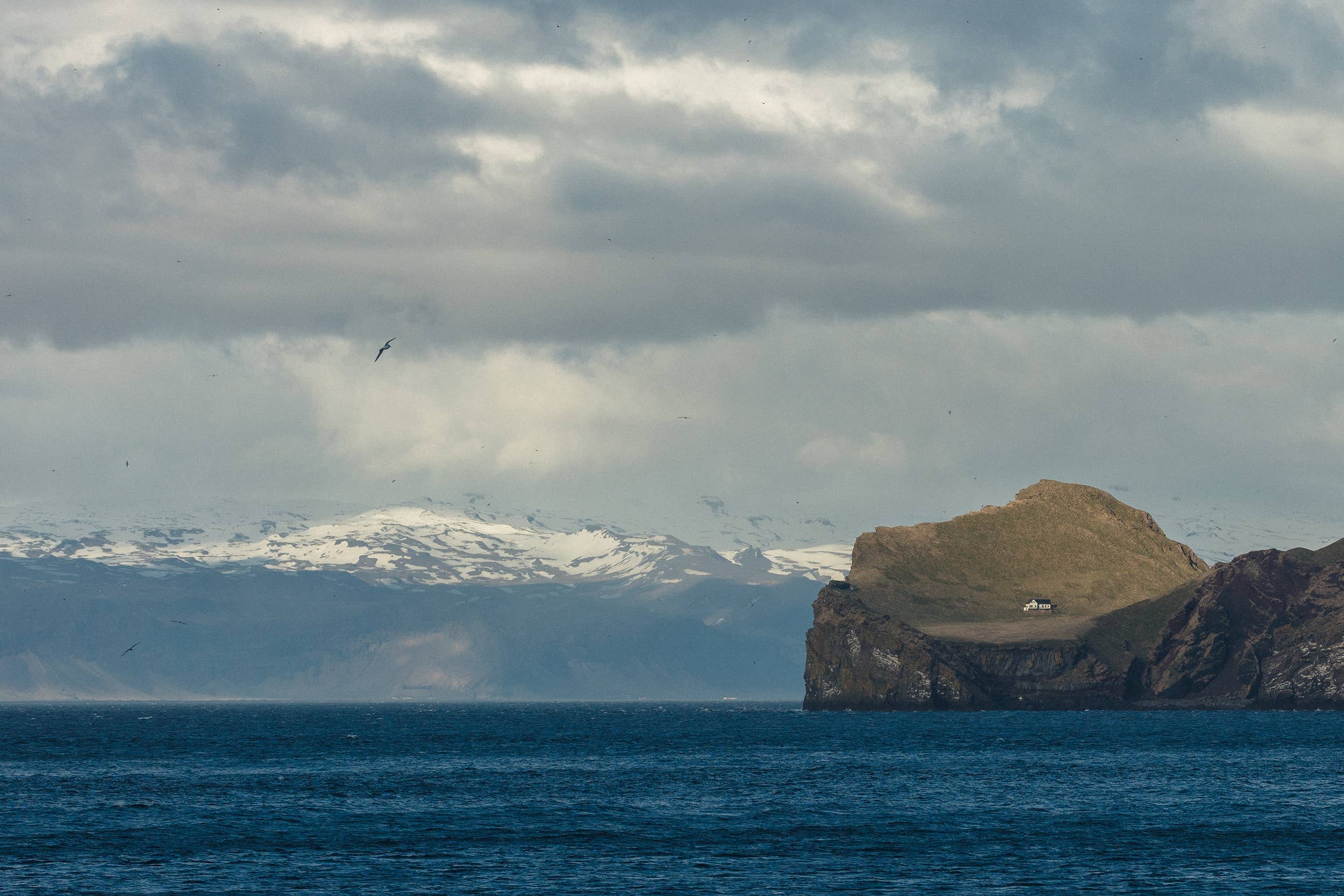 The Westman Islands seen across the sea from Iceland's South Coast.