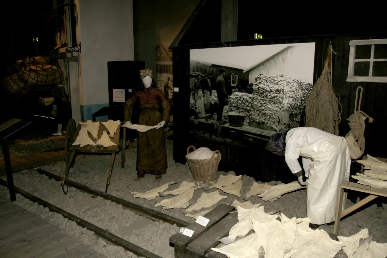 Saltfish-history exhibition inside Kvikan in Grindavík.