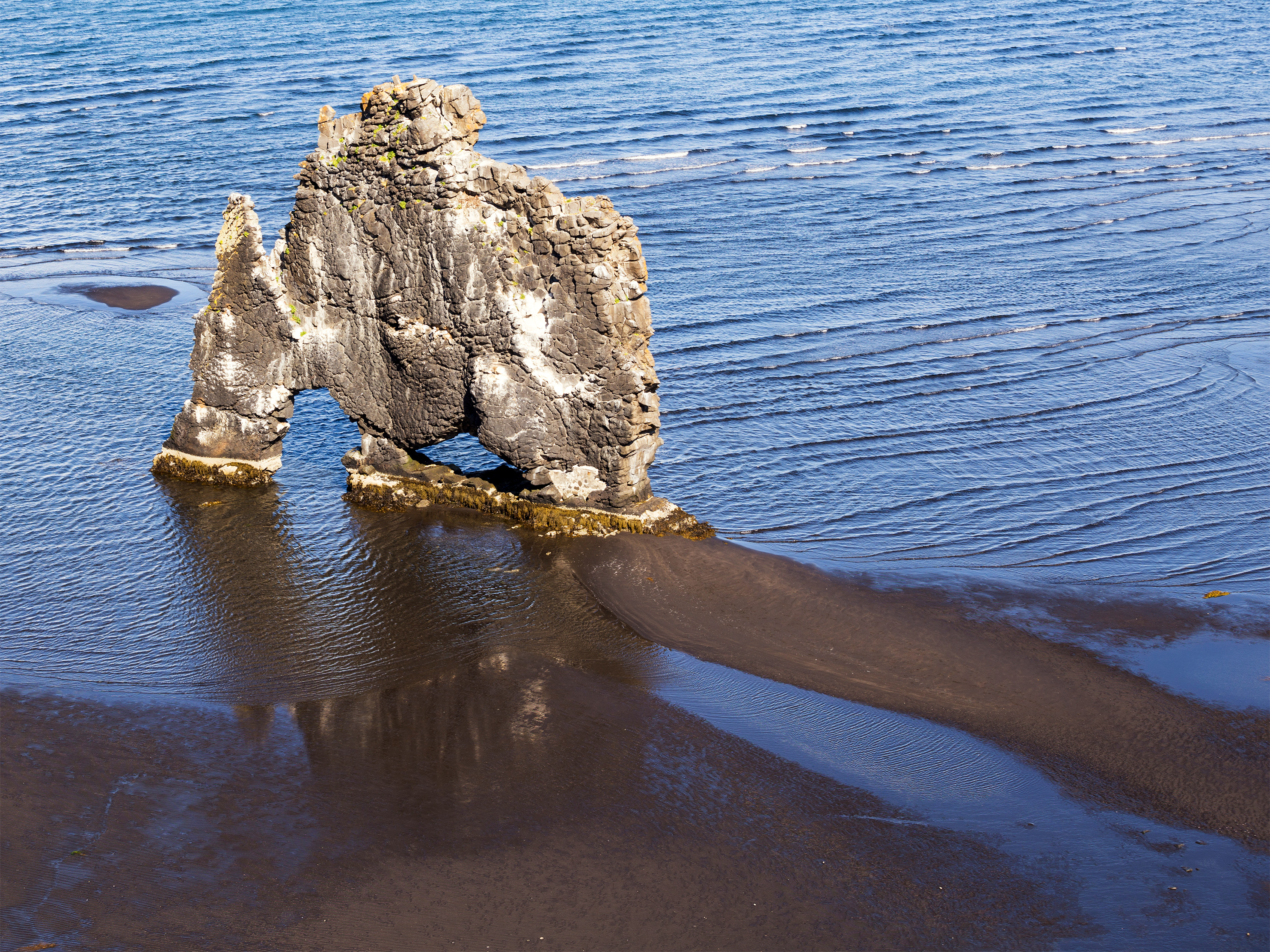 Hvítserkur sea stack on the Vatnsnes coast, a stronger nearby stop often paired with Hóp Lake.