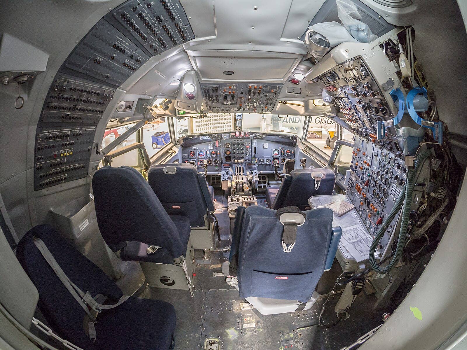 Cabin interior of an aircraft on display at the Icelandic Aviation Museum in Akureyri.