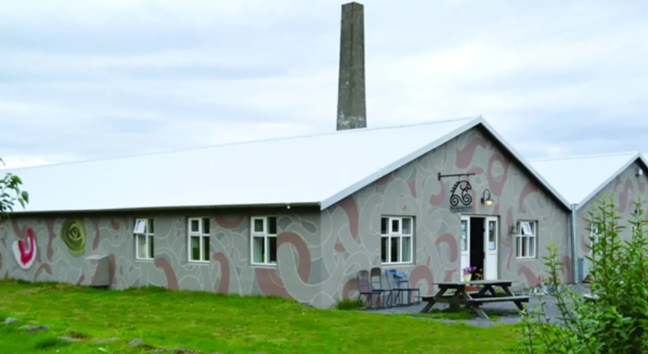 Icelandic Sea Monster Museum exterior in Bíldudalur near Arnarfjörður.