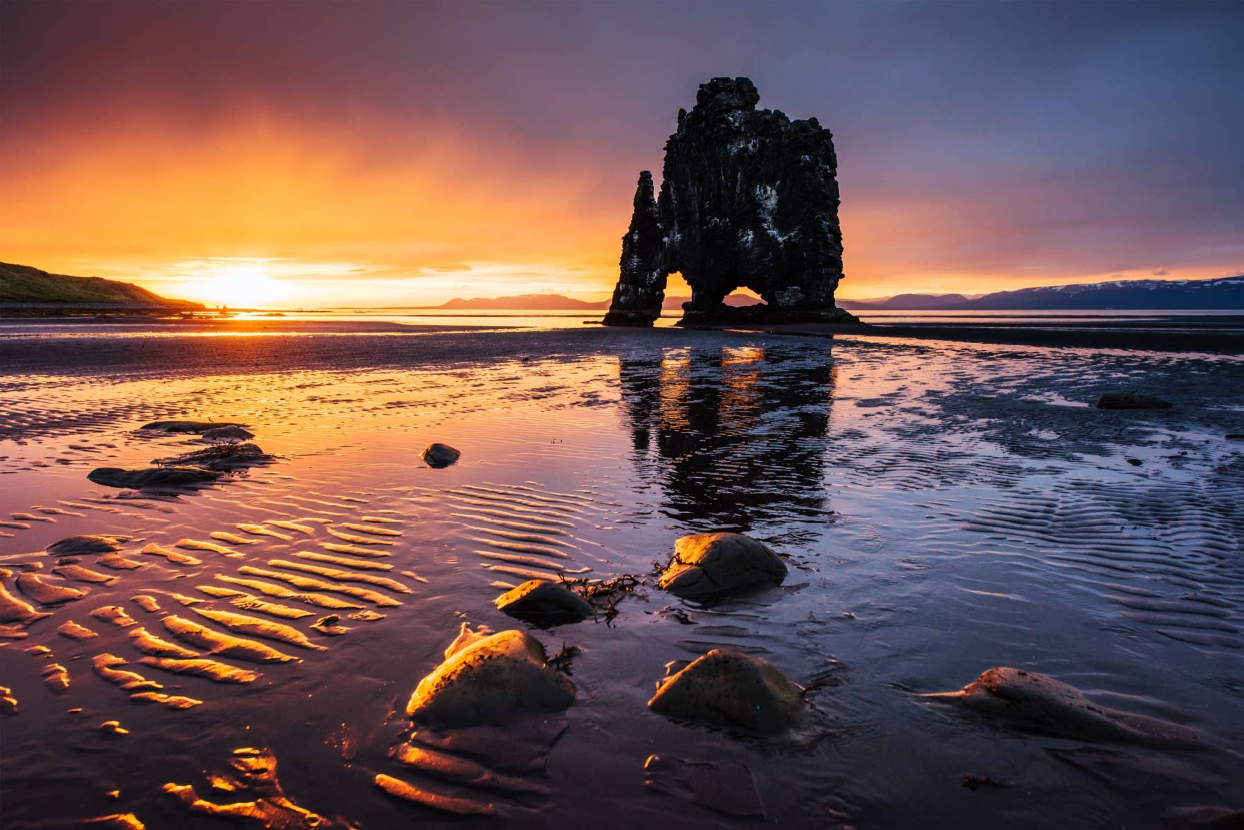 Hvítserkur sea stack on the Vatnsnes coast near seal-watching areas.
