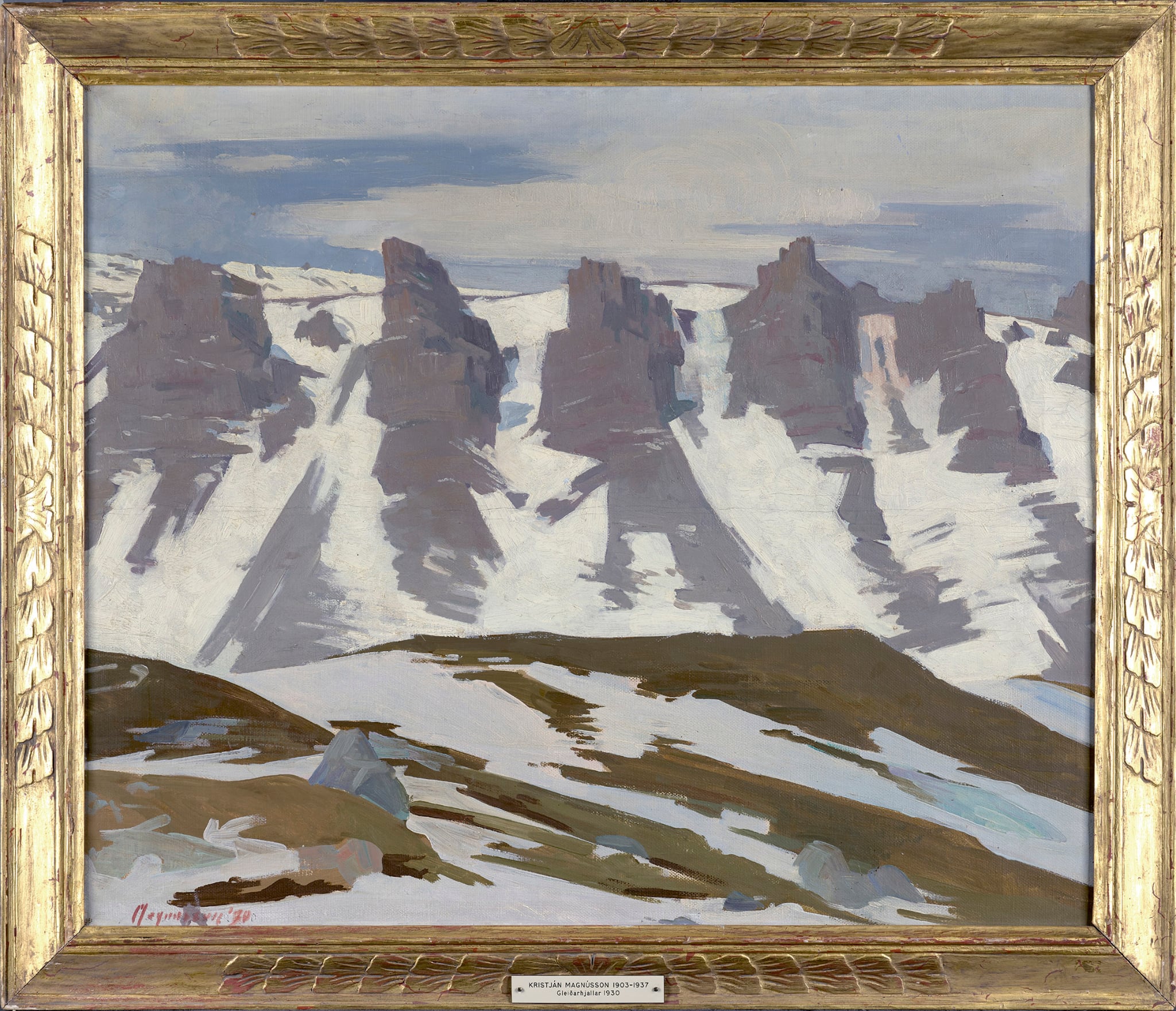 Artwork from the Ísafjörður Culture House art collection showing Westfjords mountain forms.