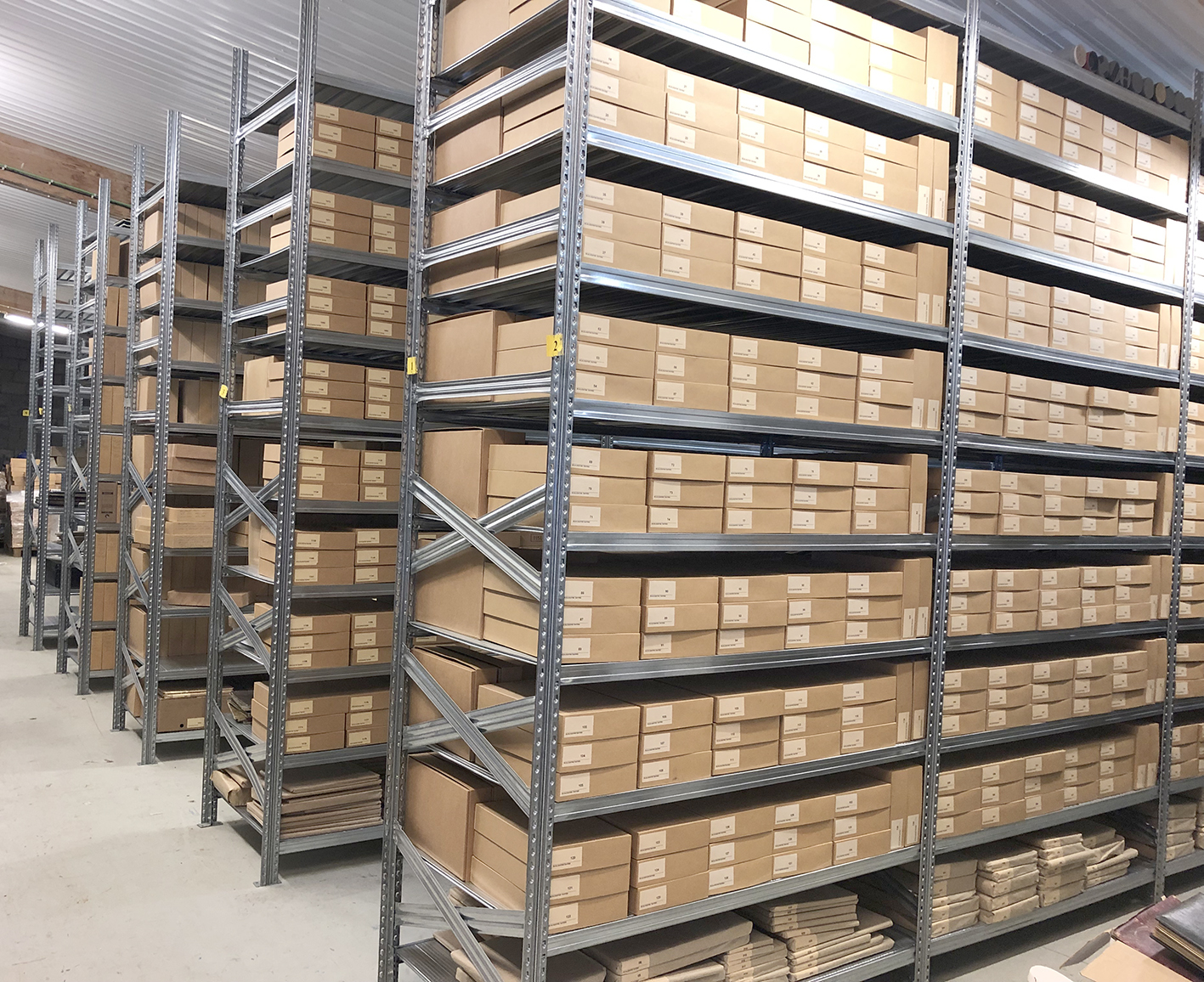 Archive storage shelves connected with the collections inside Ísafjörður Culture House.
