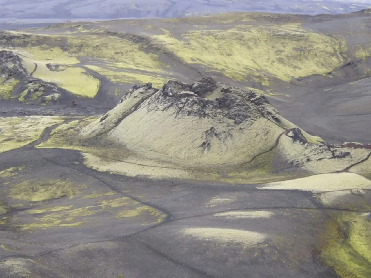 Lakagígar crater row and lava landscape in Katla Geopark