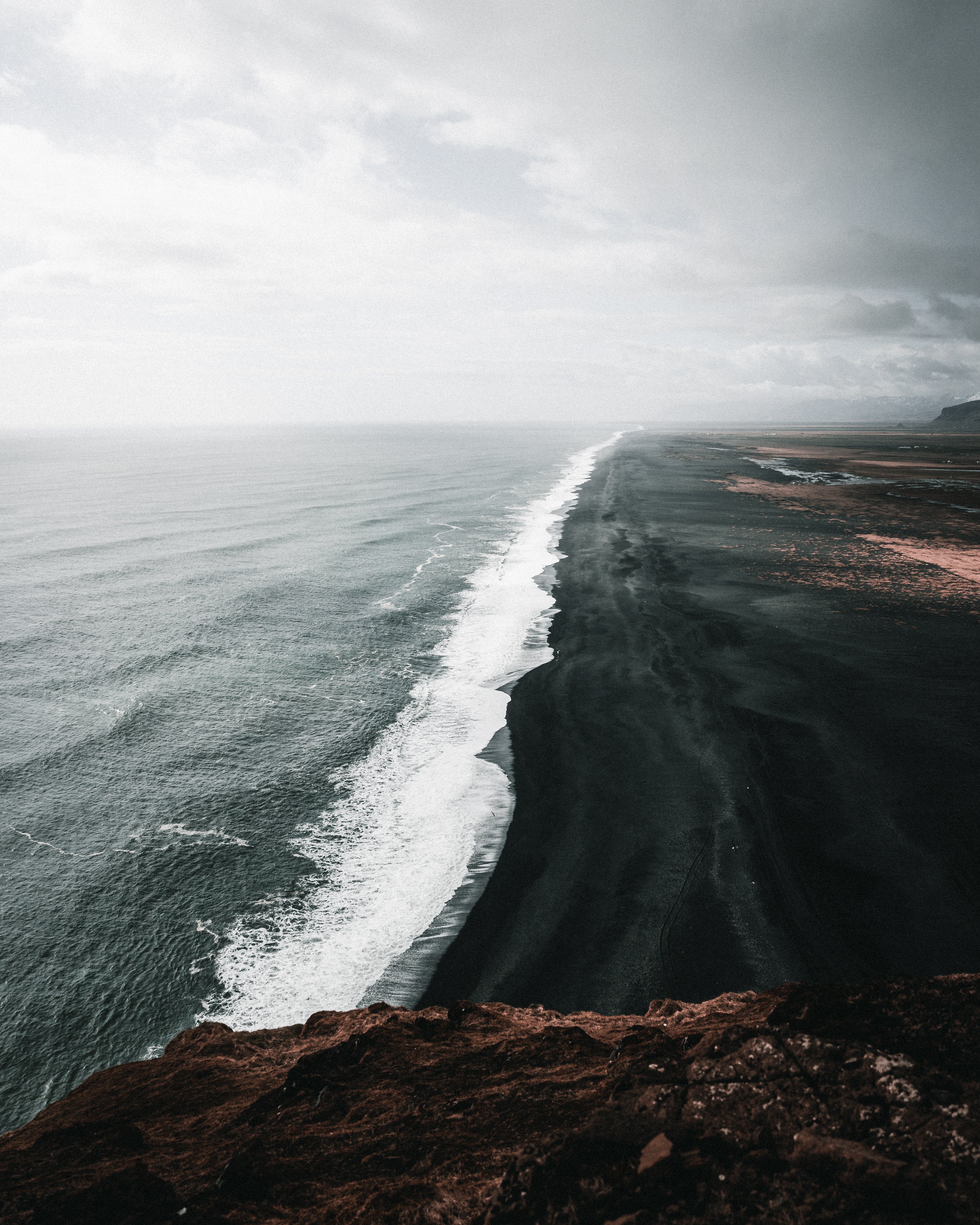 Black sand beach and Atlantic surf near Vík in South Iceland