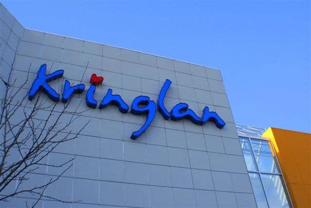 Kringlan name on the exterior wall of the shopping mall.