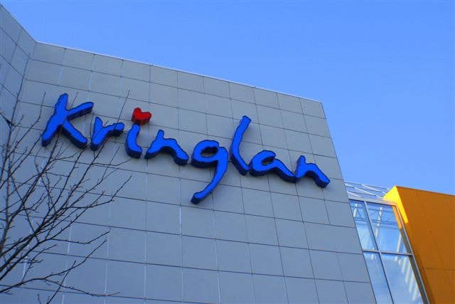 Kringlan name on the exterior wall of the shopping mall.