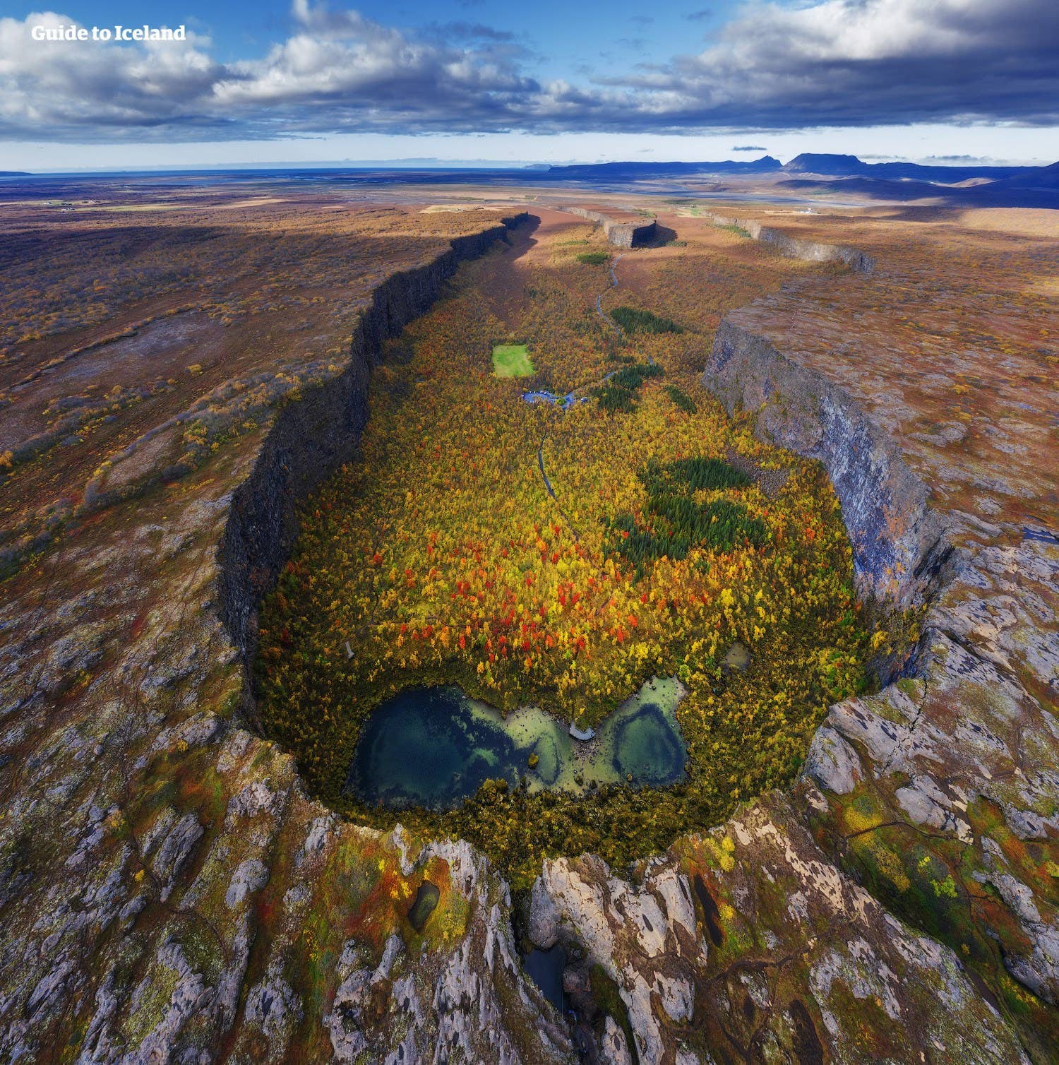 Green Ásbyrgi canyon landscape in Jökulsárgljúfur, Northeast Iceland.
