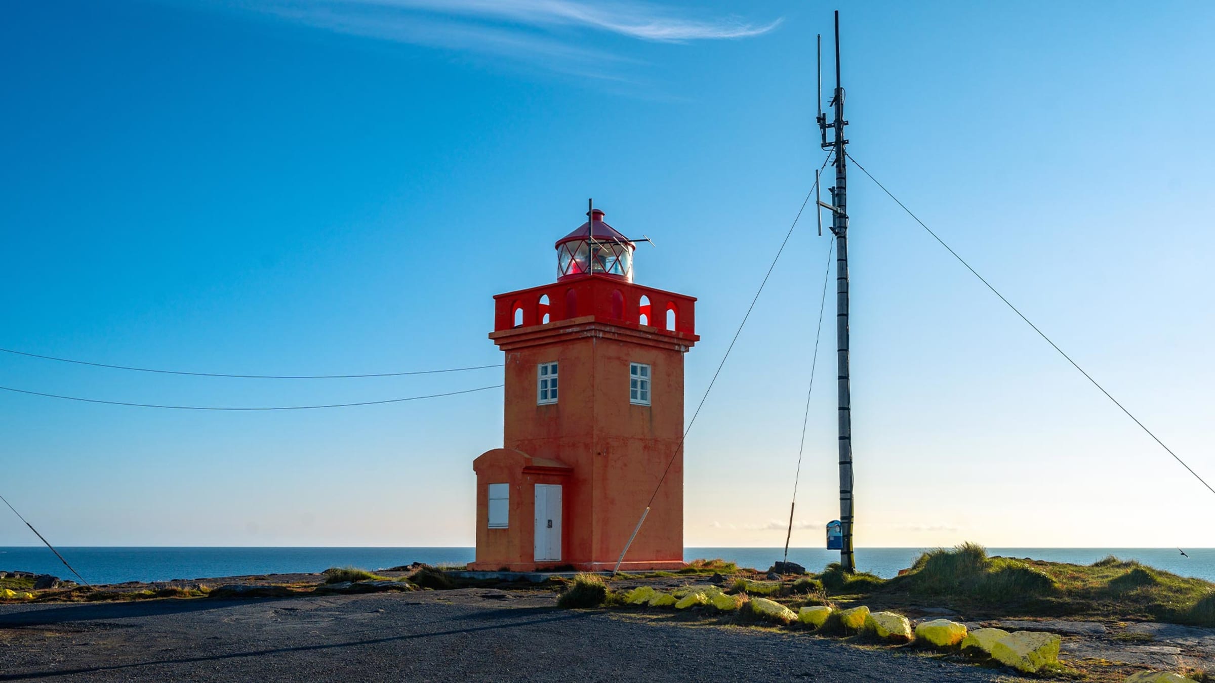Raufarhafnarviti Lighthouse standing above the Melrakkaslétta coast near Raufarhöfn.