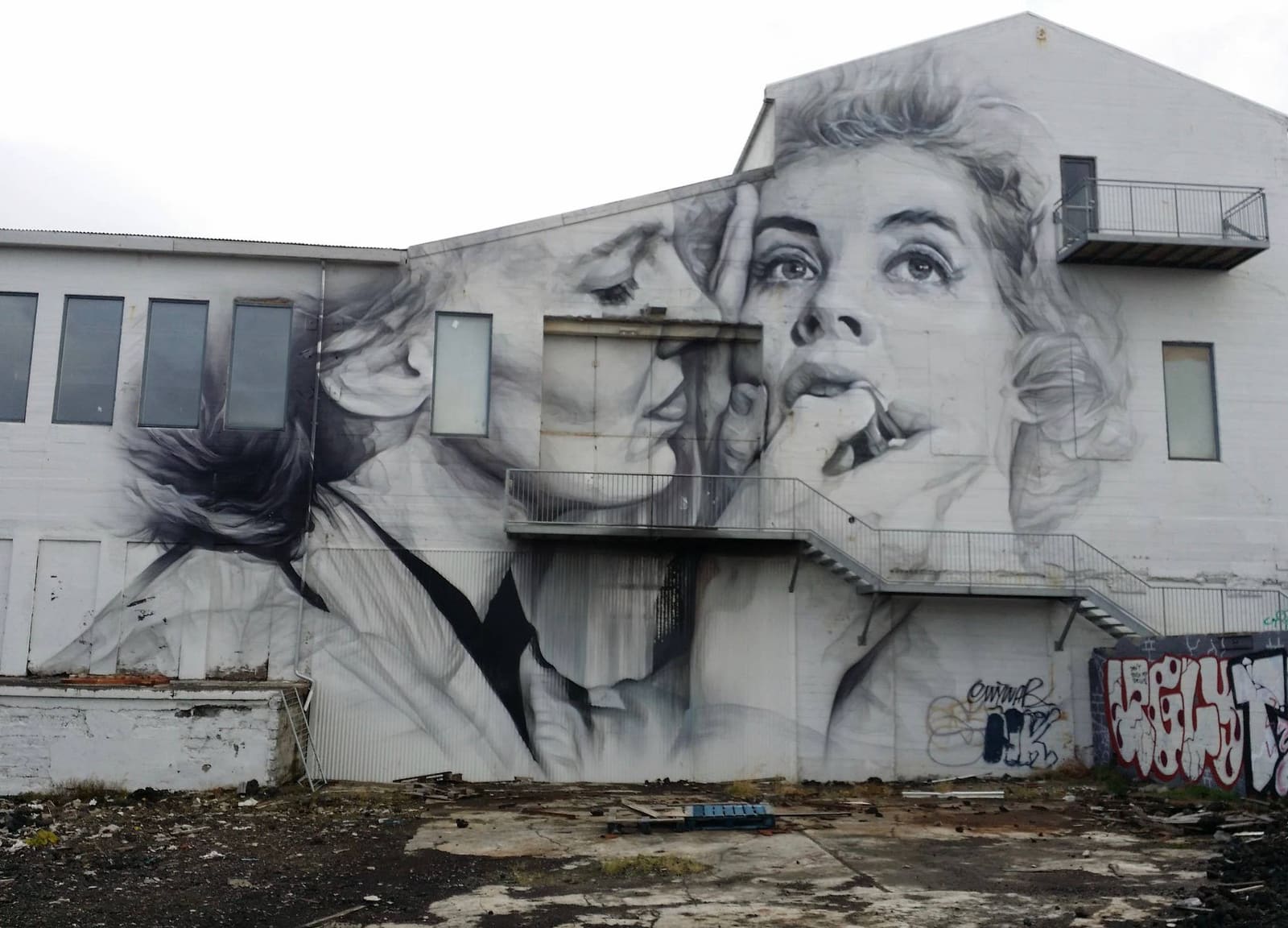 Guido Van Helten portrait mural on a building in Reykjavik.