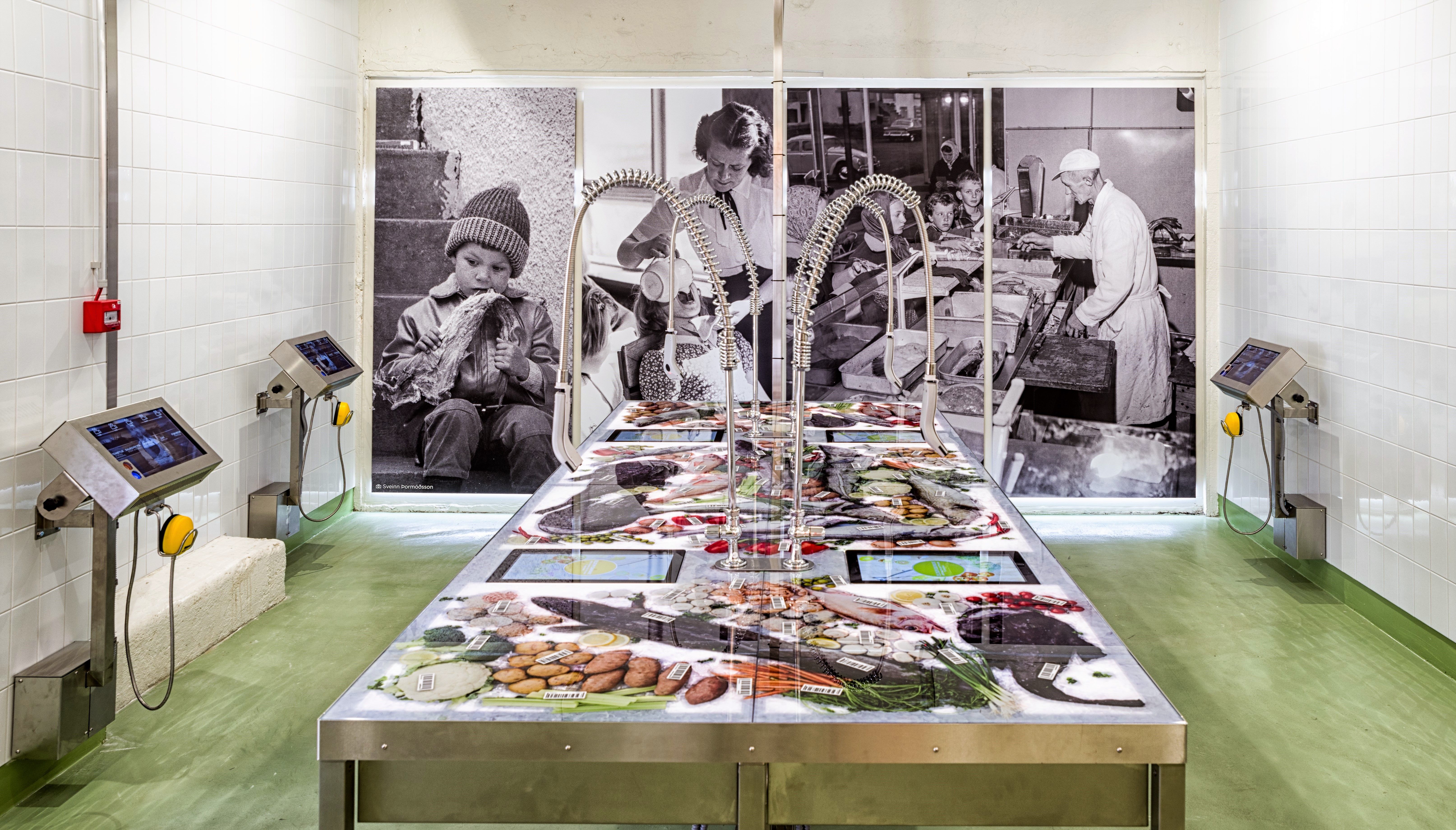 Interactive displays about fish processing inside Reykjavík Maritime Museum