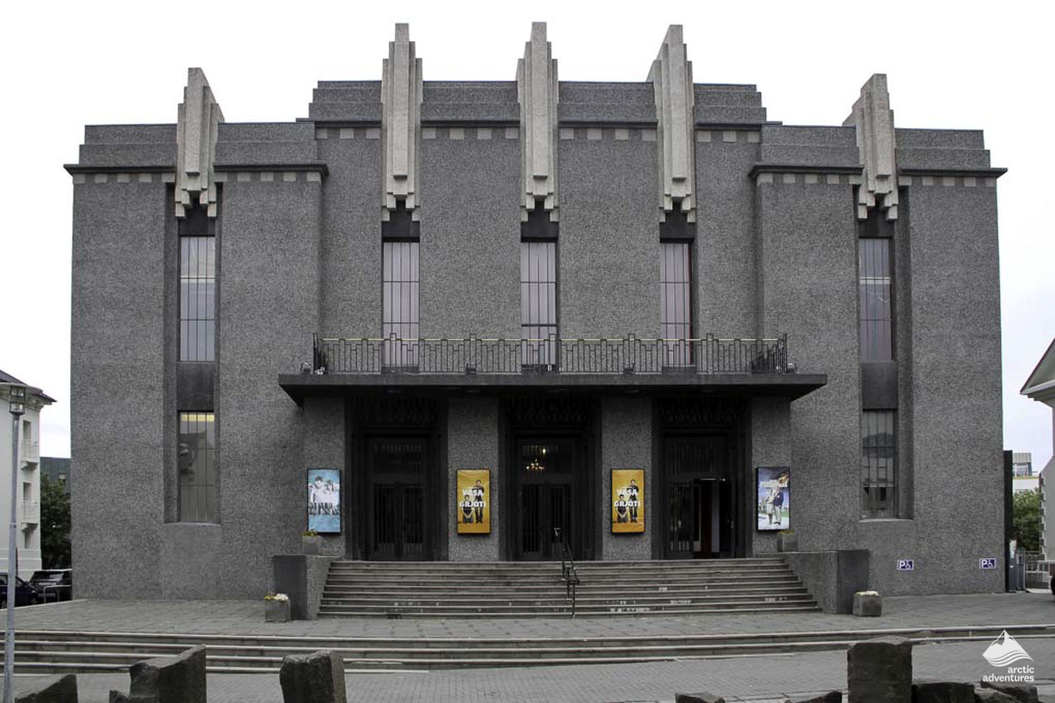 The National Theatre of Iceland seen from the street in central Reykjavik.