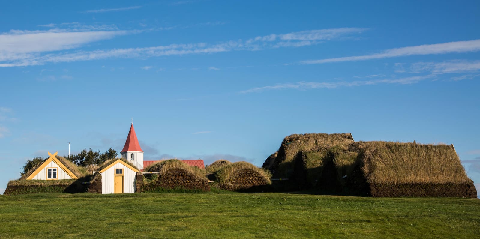 Turf-roofed buildings at Glaumbær in Skagafjörður.