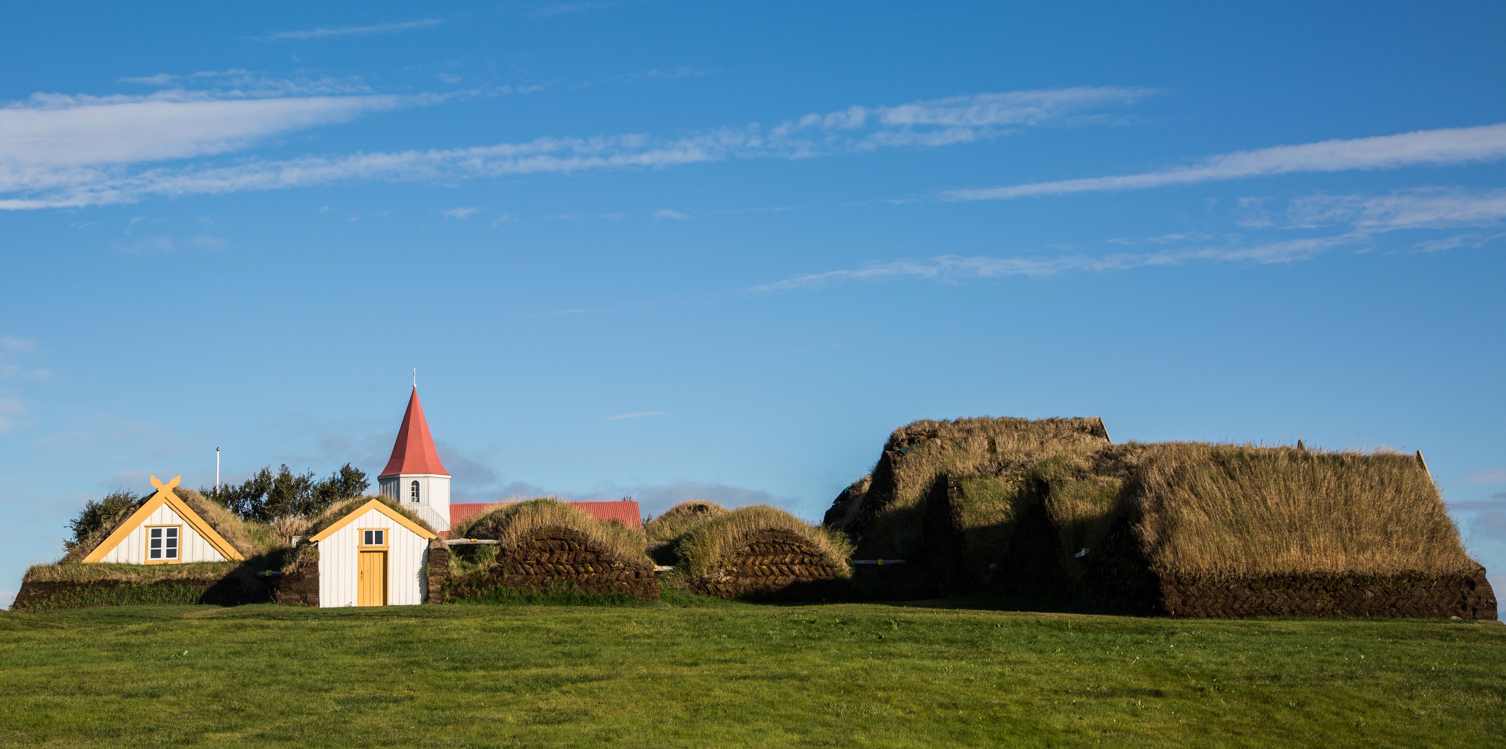 Turf-roofed buildings at Glaumbær in Skagafjörður.