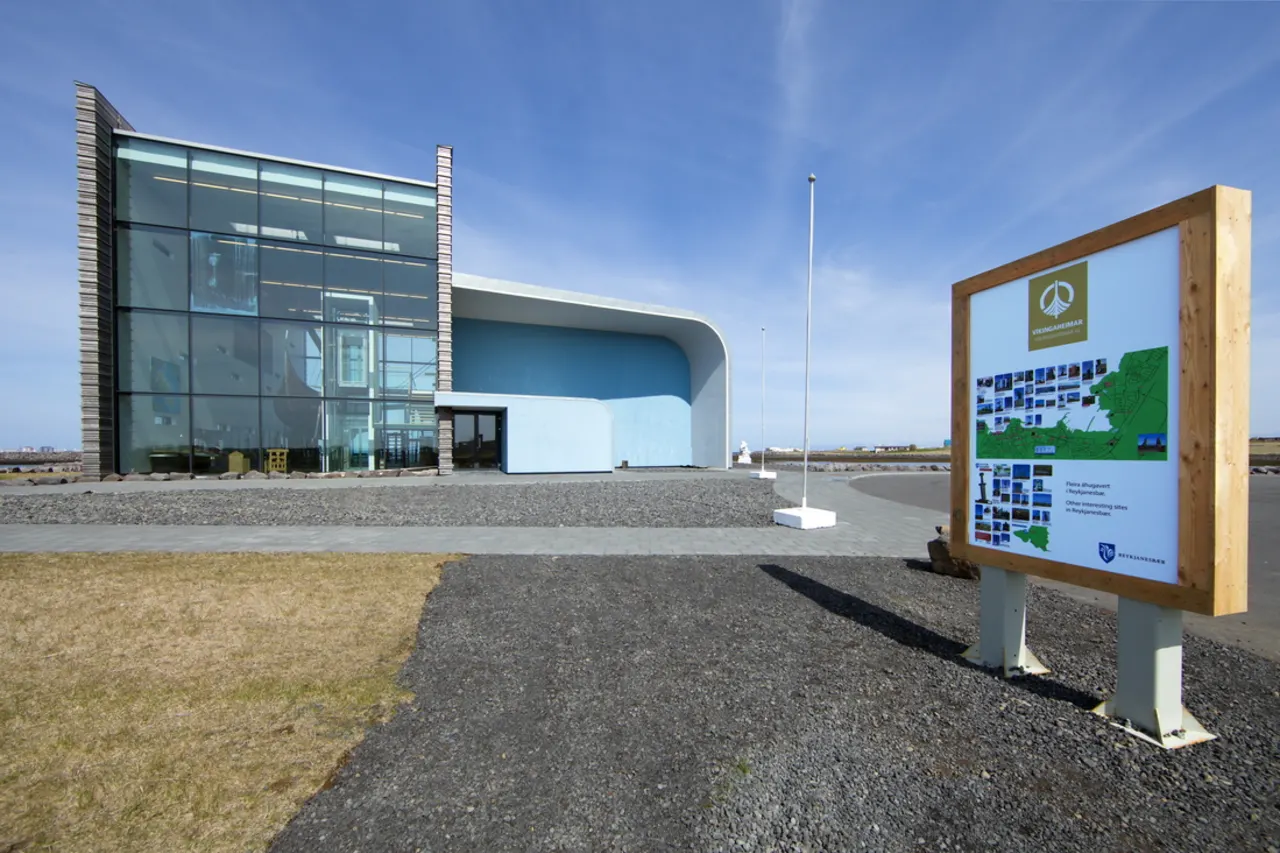 Exhibition cases and Viking-era displays inside Viking World.
