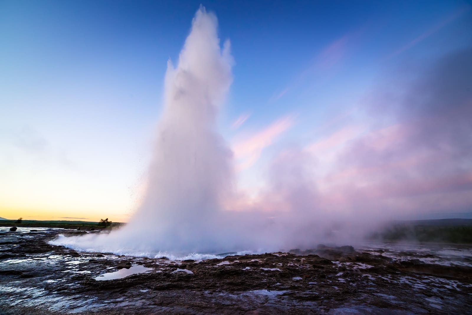 Strokkur geyser erupting at the Geysir geothermal area