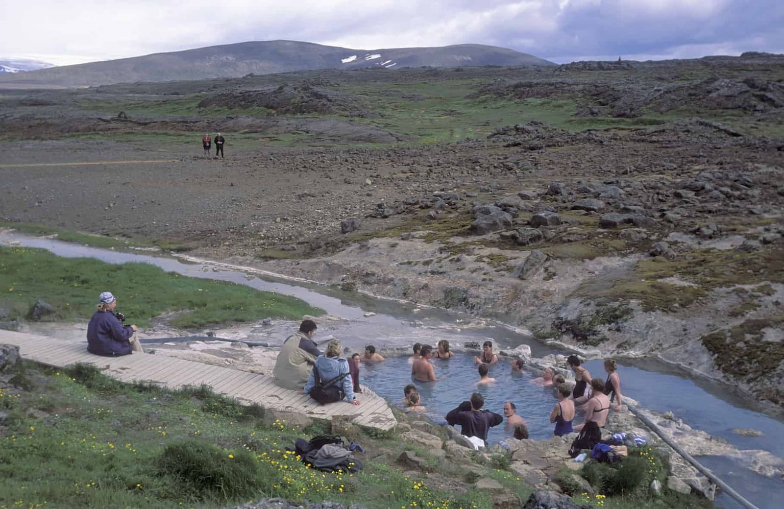 People bathing at Hveravellir in the Icelandic Highlands