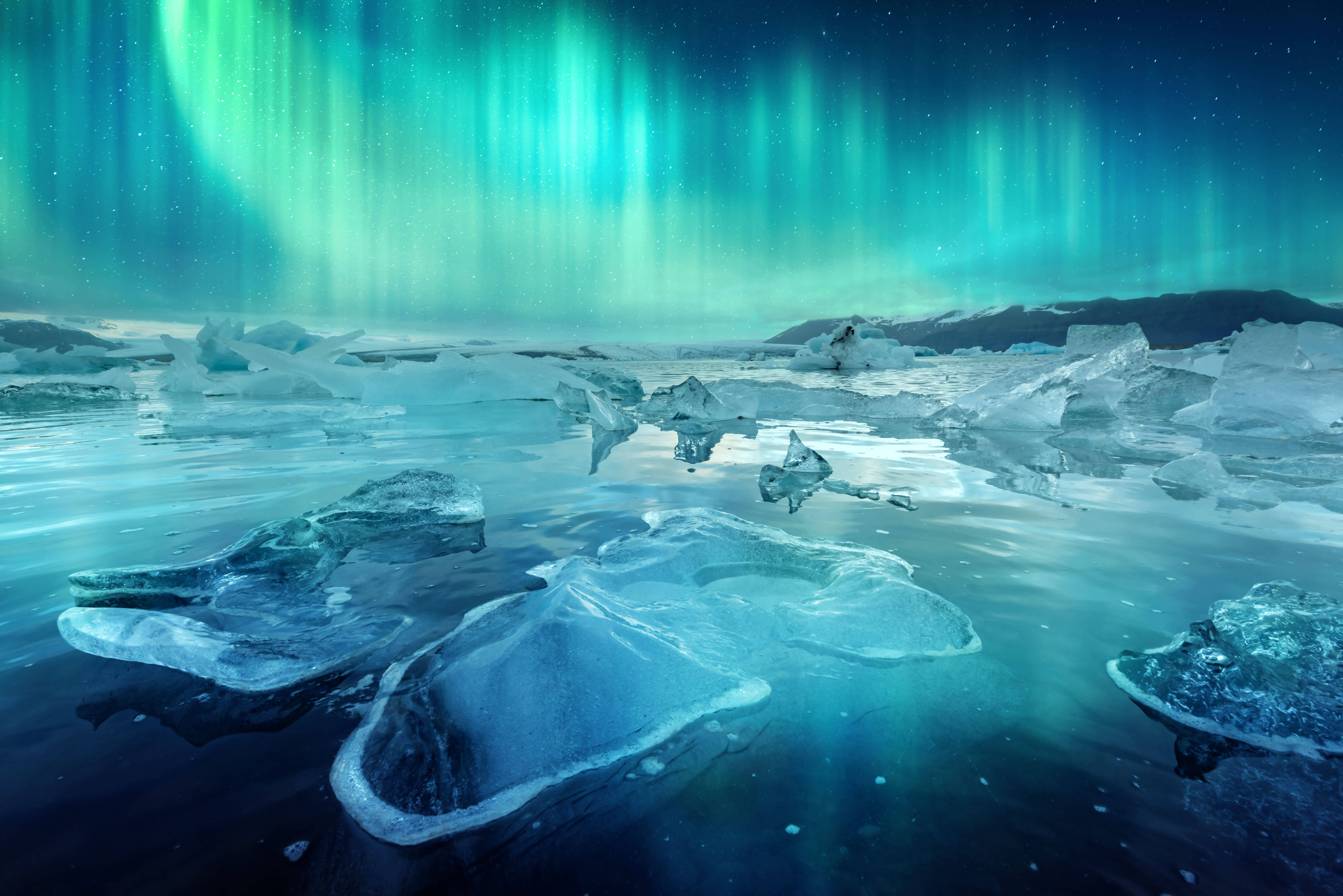 Icebergs at Jokulsarlon Glacier Lagoon in southeast Iceland.