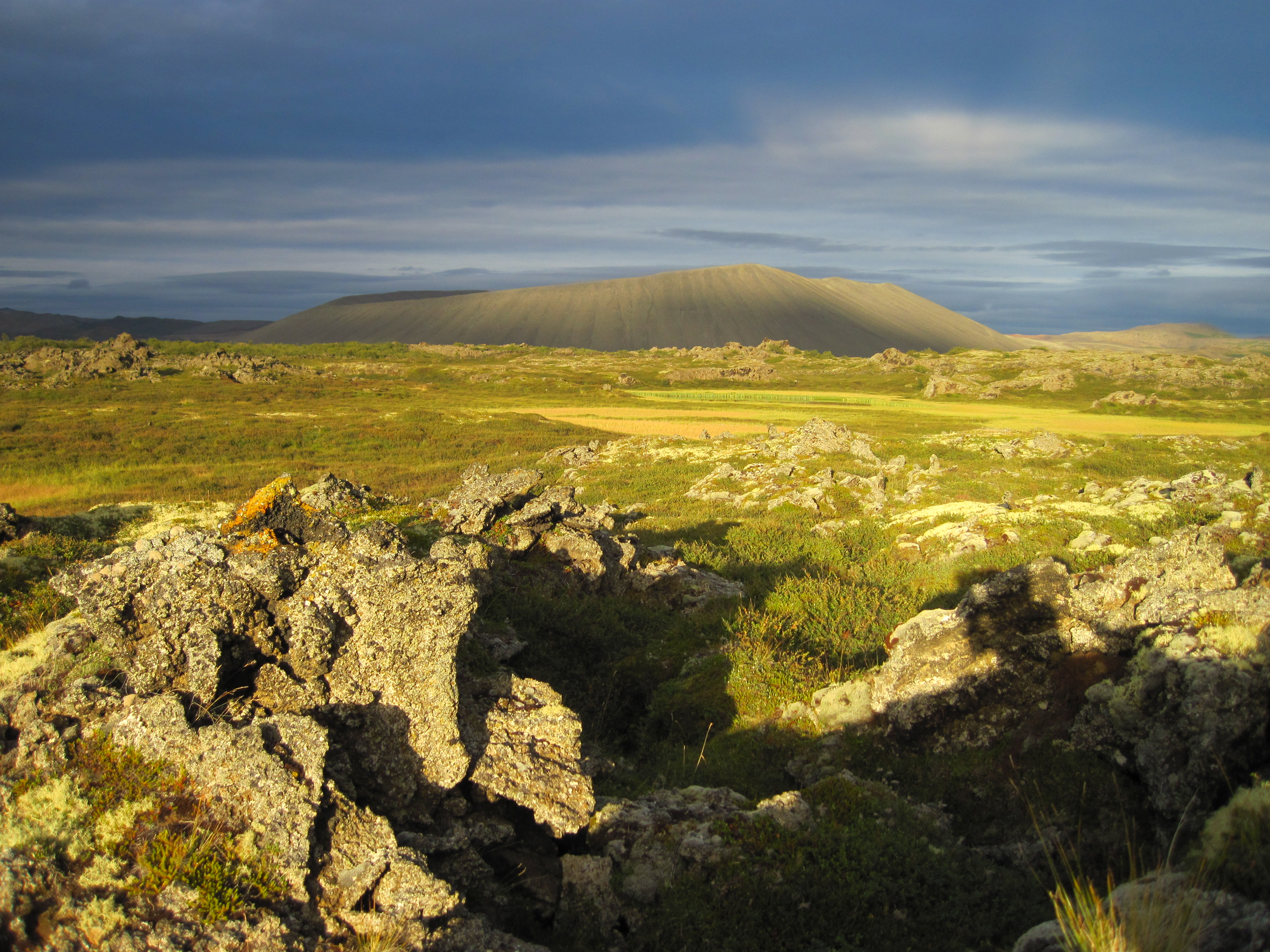 Protected lava field and Hverfjall crater in the Mývatn landscape