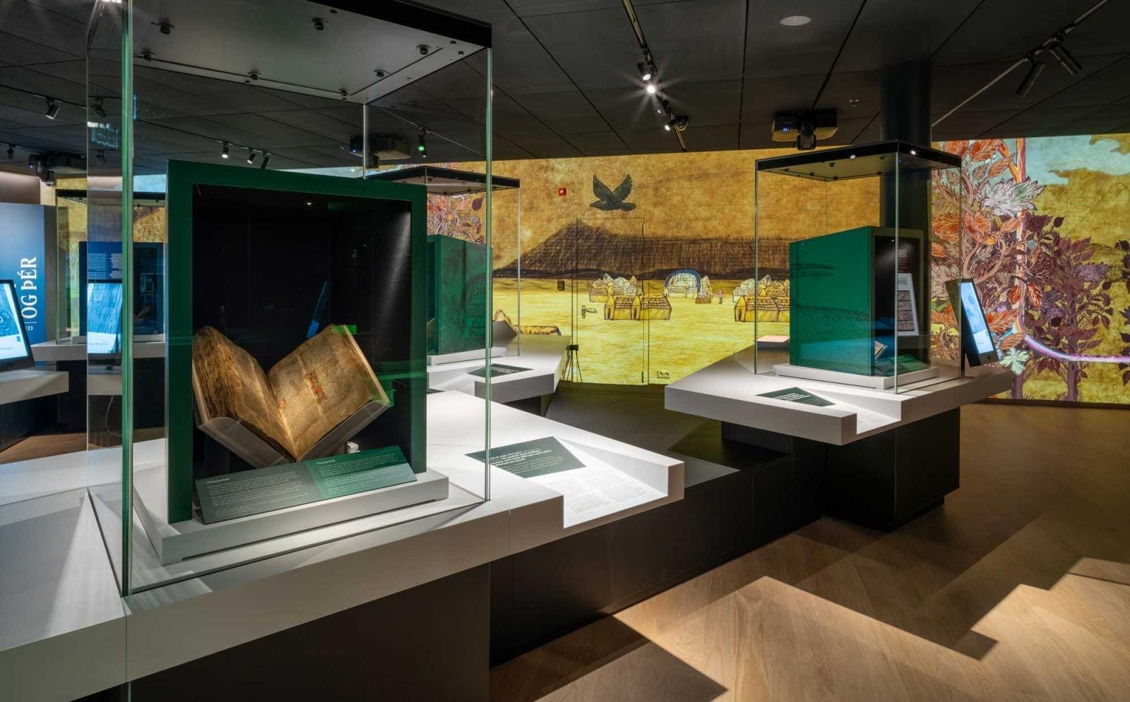 Illuminated manuscripts inside the World in Words exhibition in Reykjavík