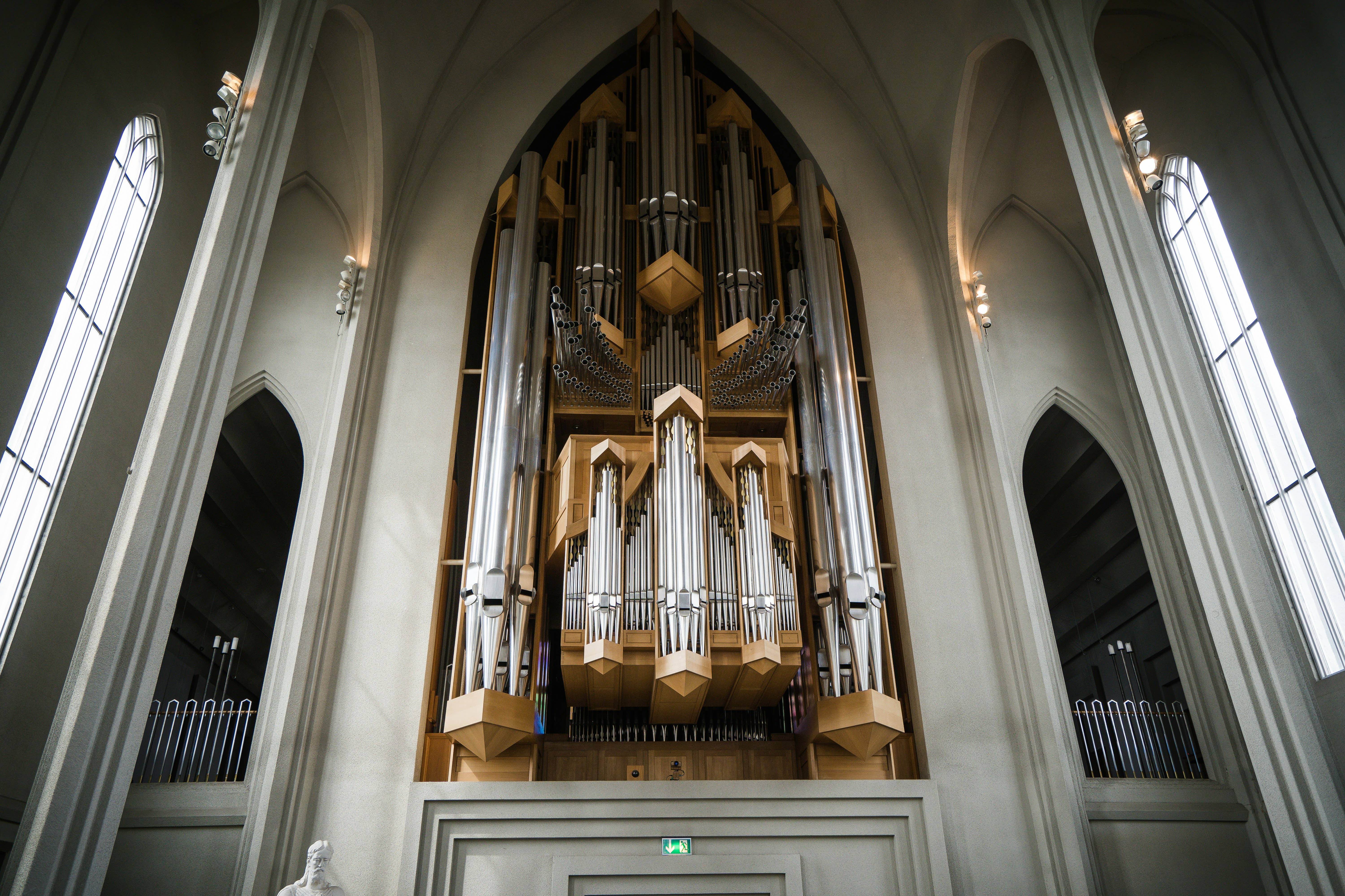 Pipe organ inside Hallgrimskirkja church in Reykjavik