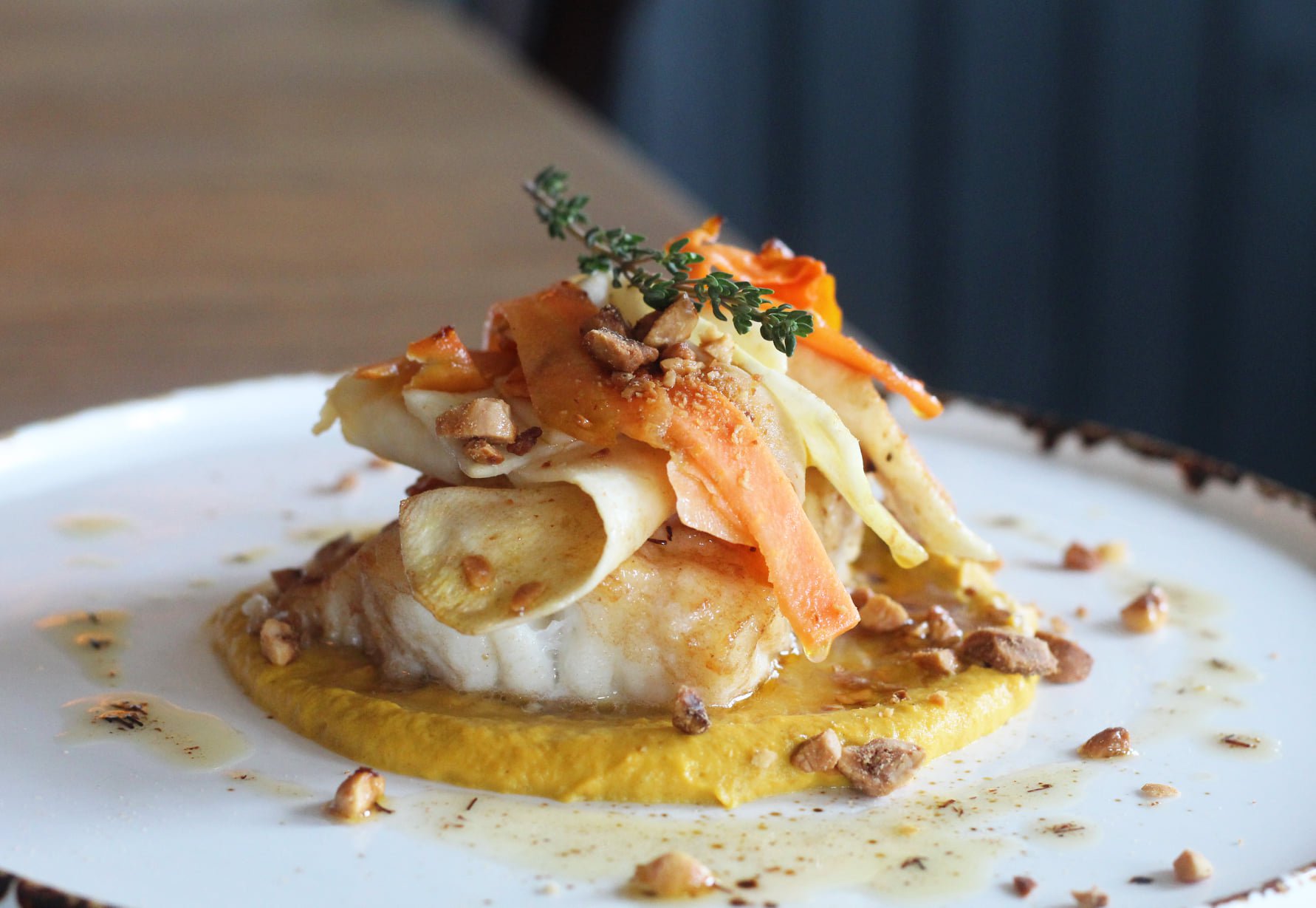 Plated restaurant dish prepared for an evening meal in Reykjavík