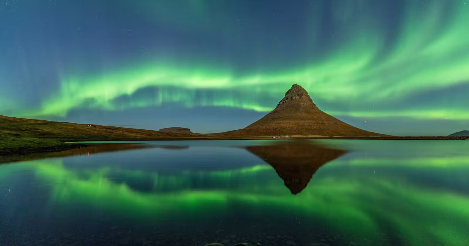Northern lights above Kirkjufell in Iceland