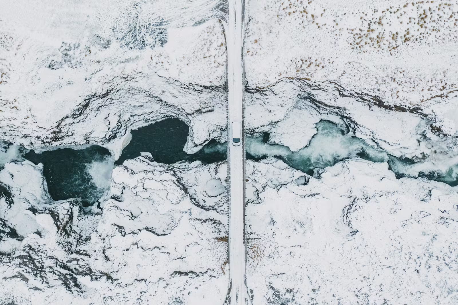 Icy Iceland road surface showing why winter self-drive confidence matters