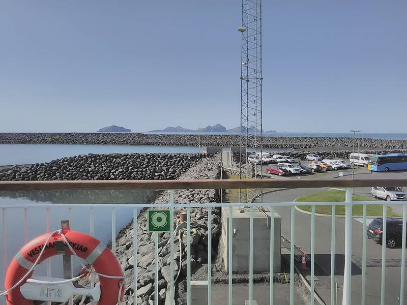 Landeyjahöfn ferry harbor and parking area on Iceland's South Coast.