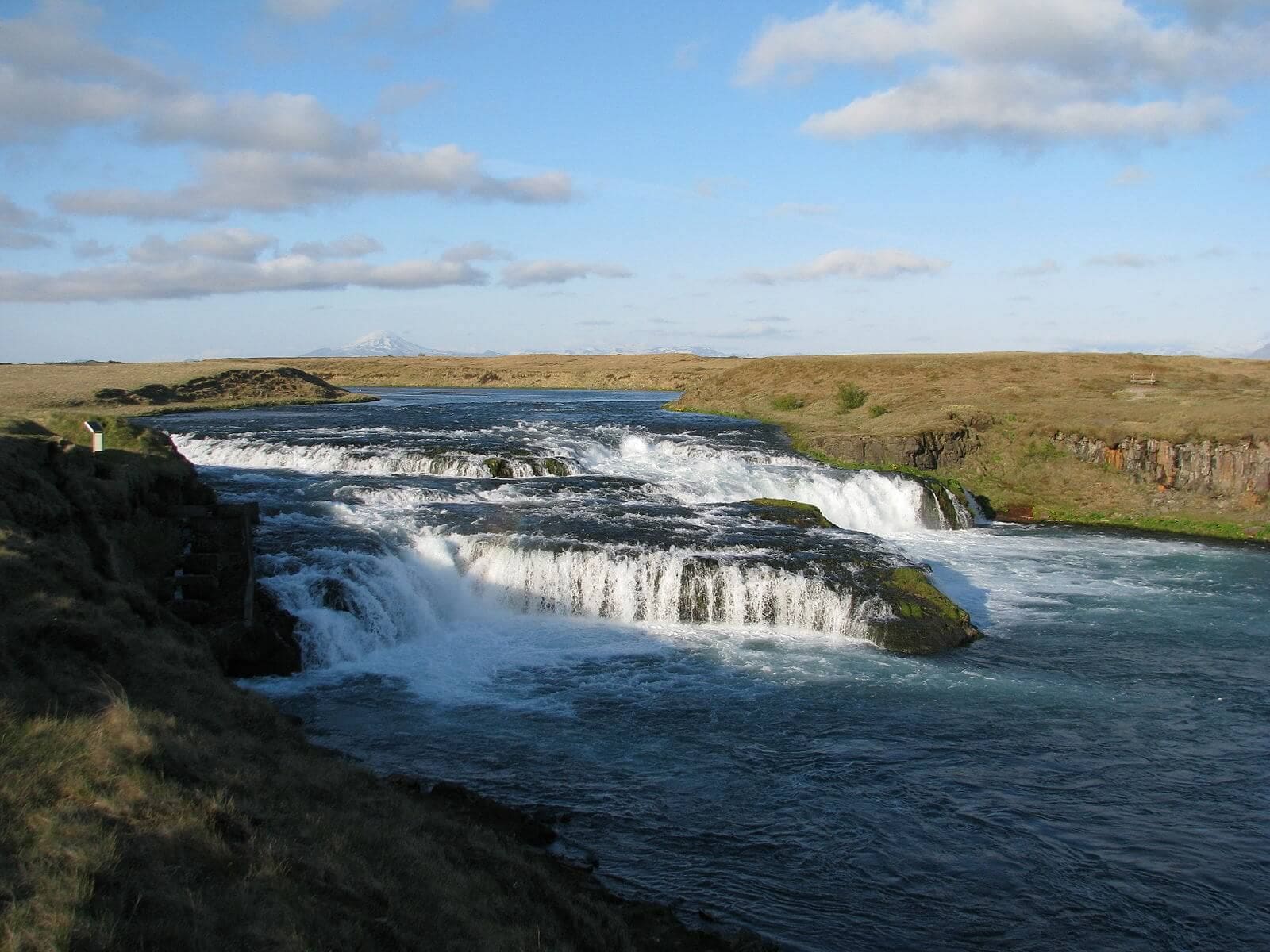 Ægissíðufoss spreading across Ytri-Rangá near Hella in South Iceland.
