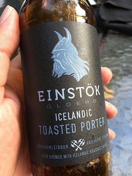 Einstök beer bottles used as craft-beer context for Akureyri.