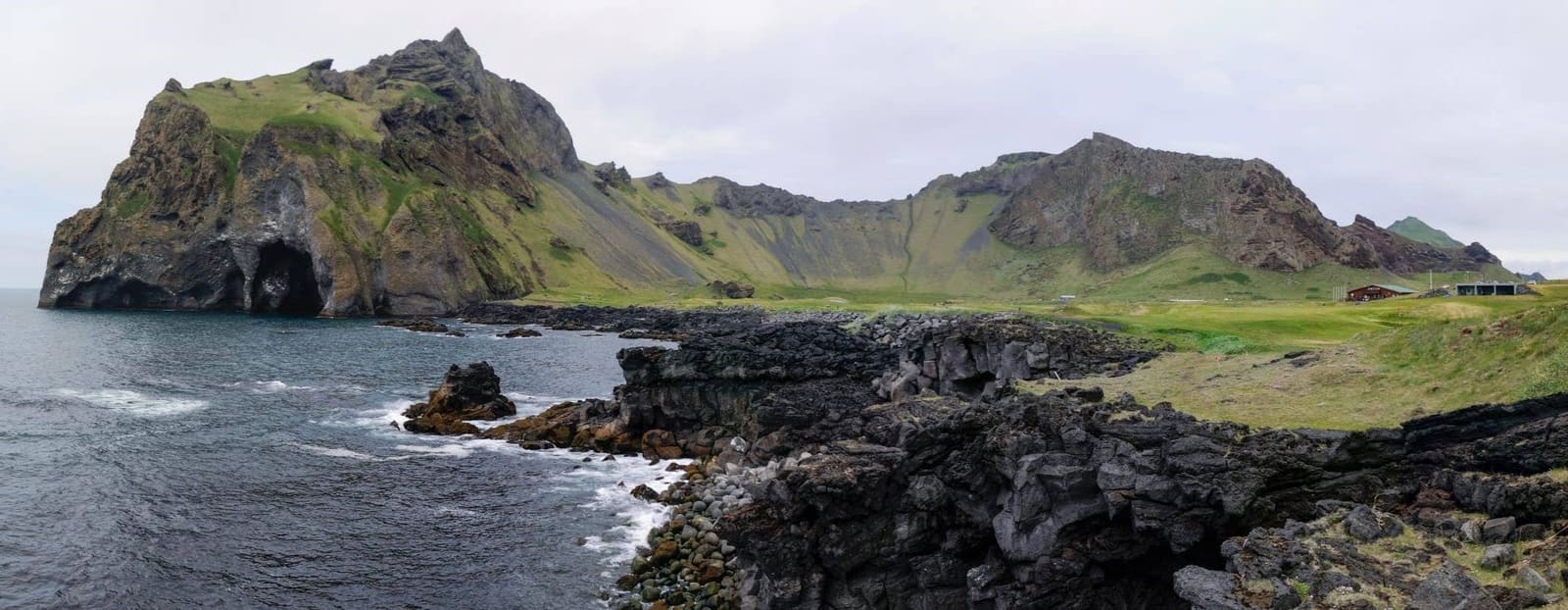 Herjolfsdalur valley cliffs around the Herjolfstown museum area on Heimaey.