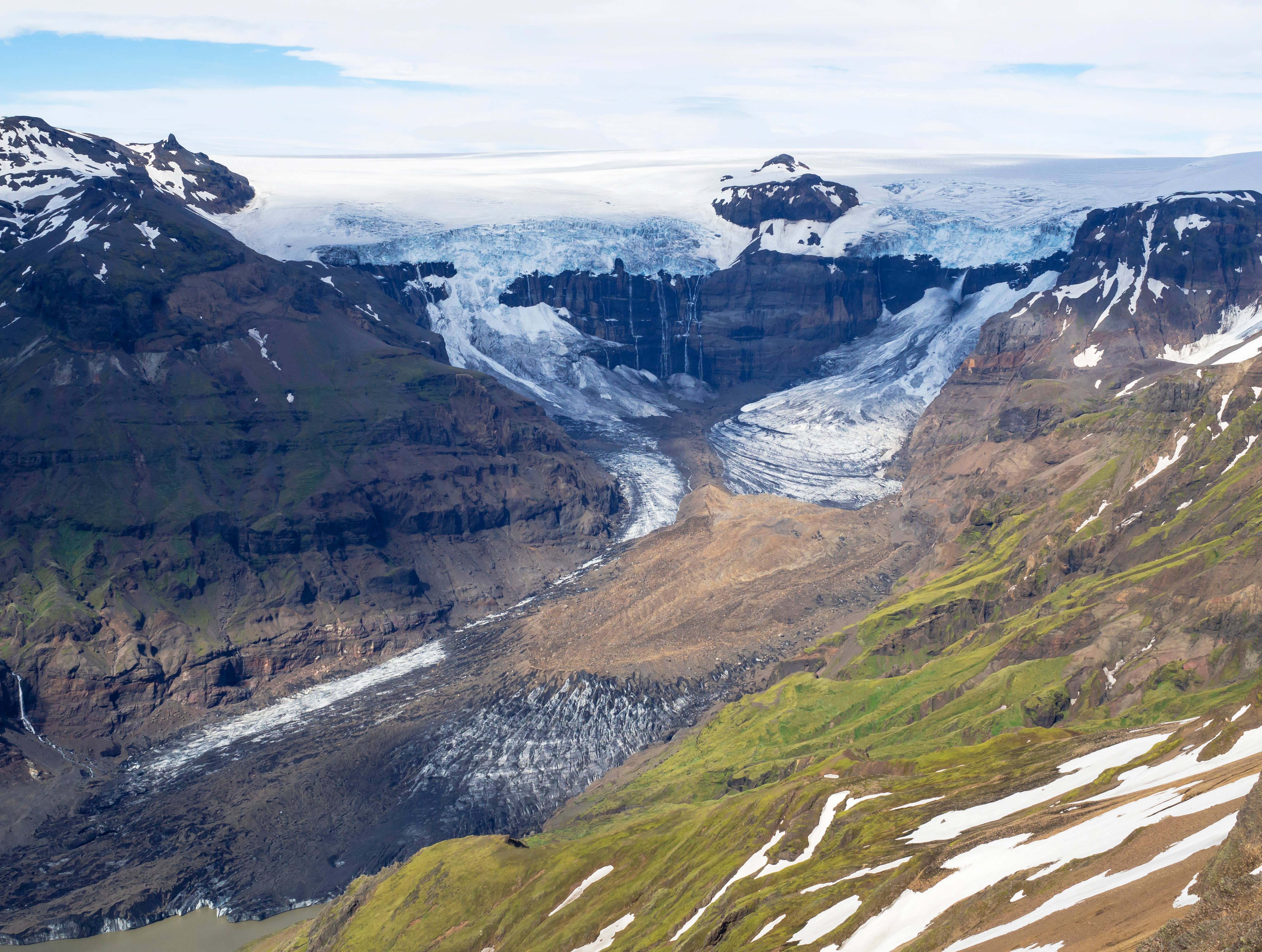 Skaftafell glacier and mountain landscape for southeast Iceland overnight planning