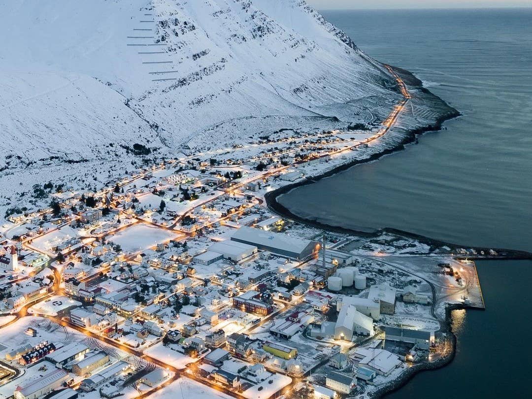 Snow around Siglufjörður on the Tröllaskagi Peninsula.