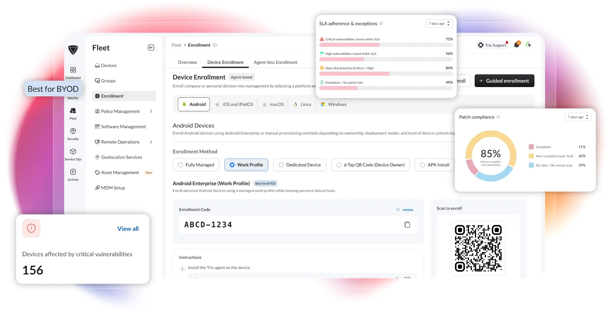 Dashboard mockup showing application interface